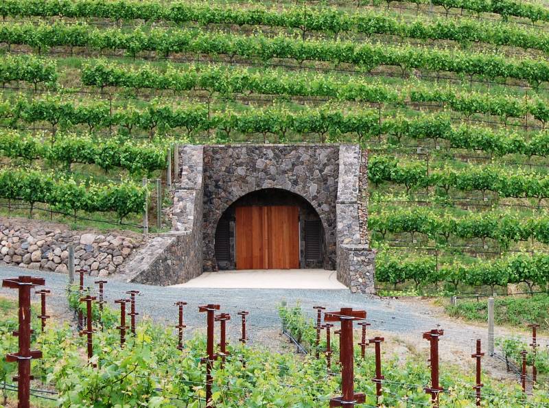 The entrance to the wine cave at Porter Family Vineyards, one of the most romantic wineries in Napa
