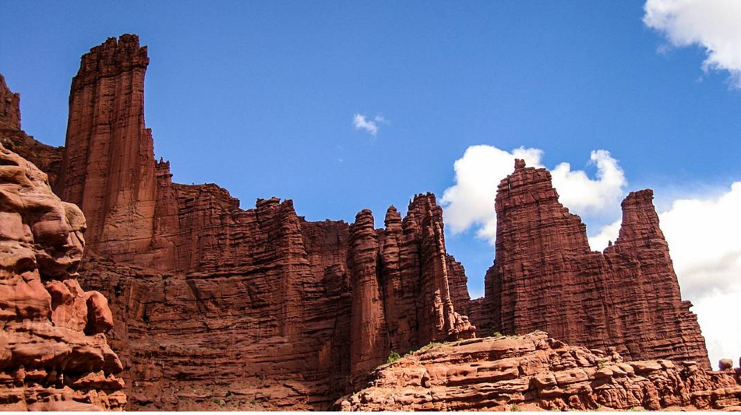 Rock formations on Fisher Towers Trail, one of the best hikes in Moab