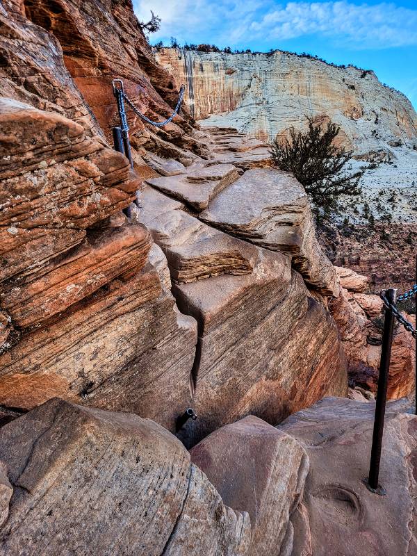 The infamous "chain section" of Angels Landing, a big part of why it's considered one of the most dangerous hikes in the world