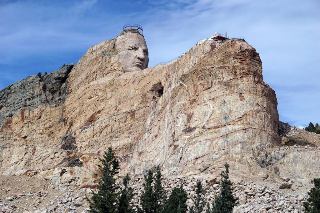 A front view of the Crazy Horse Memorial, one of the most iconic Great 8 attractions in South Dakota