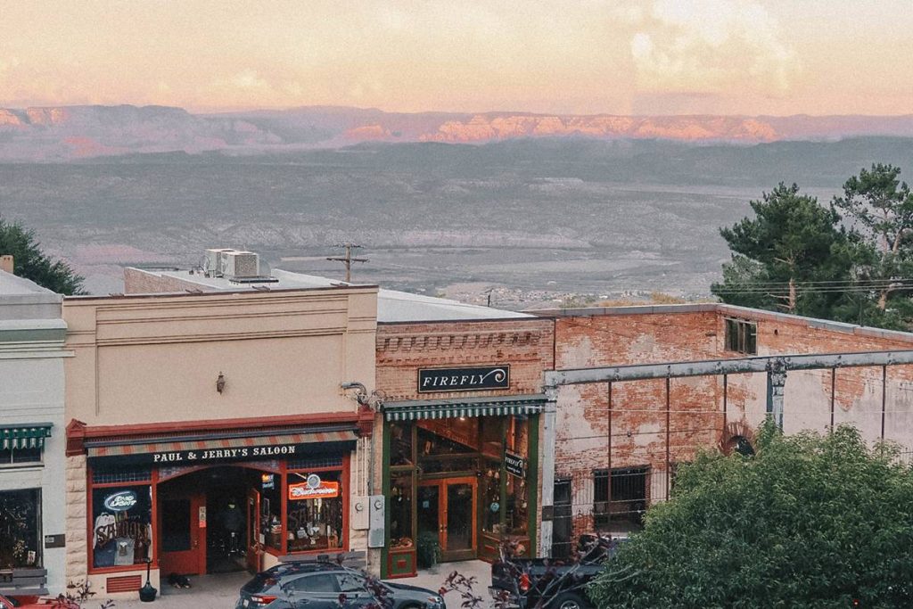 Overlooking the Verde Valley and buildings in Jerome, an Arizona bucket list destination