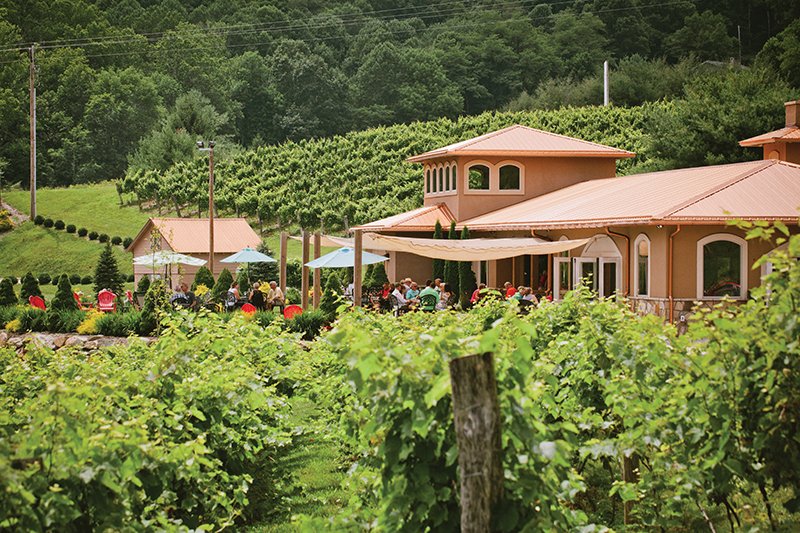 The Tuscan-style villa at Linville Falls Winery and Christmas tree farm, one of the most popular Boone wineries