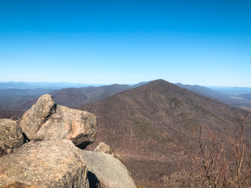 The view from the summit of Sharp Top Trail, one of the best East Coast hiking trails in Virginia