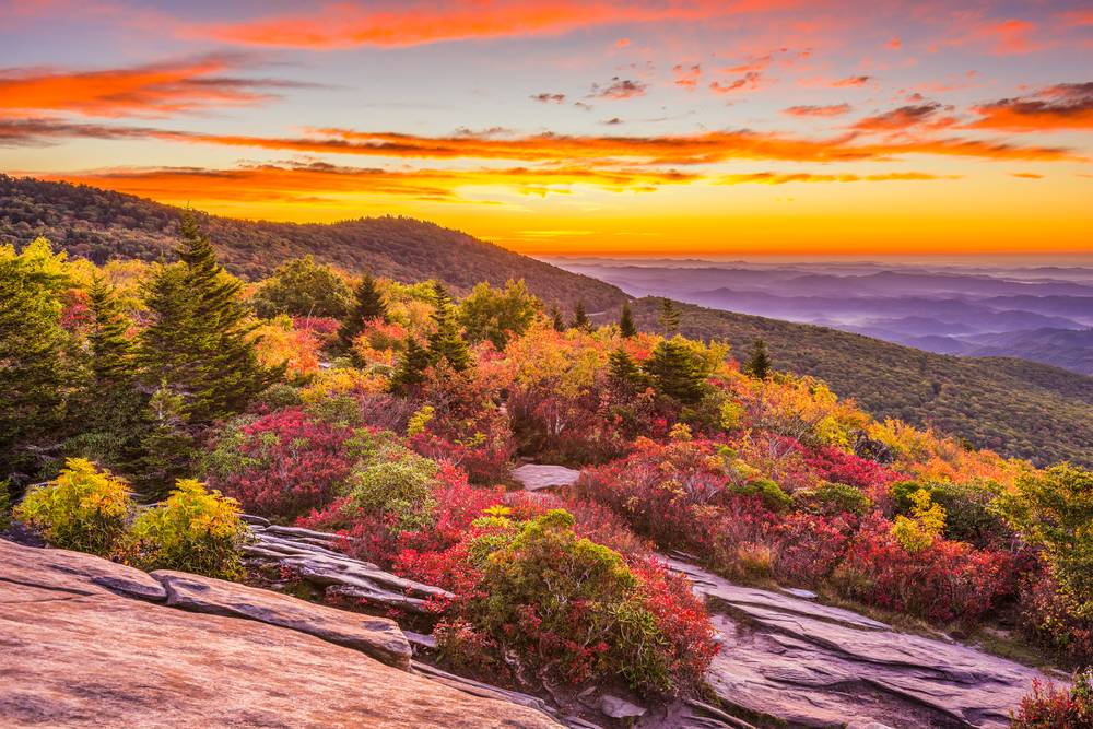 A very colorful sunset over Rough Ridge, one of the best East Coast hikes