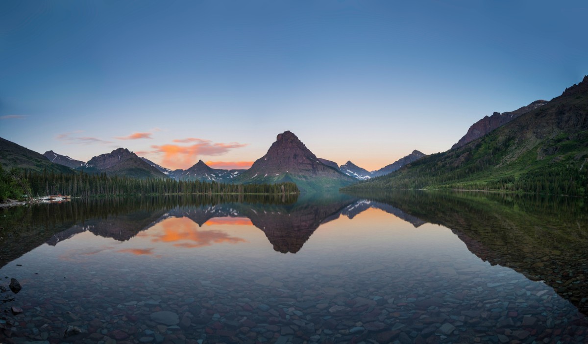 Glacier National Park's Two Medicine Lake at sunrise, the subject of many national park quotes