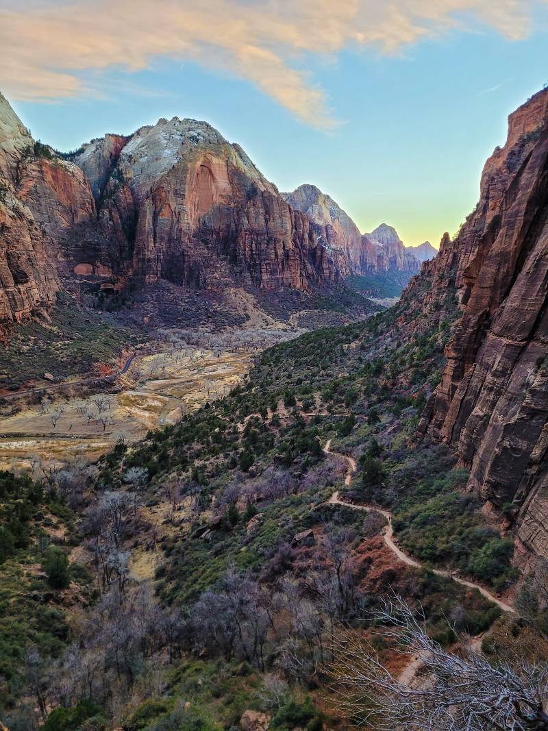 Looking down through a canyon in Zion National Park, inspiration for many quotes about national parks