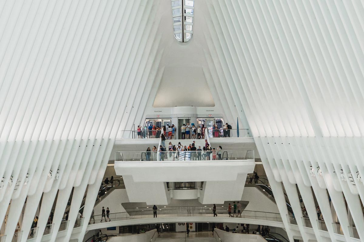 People inside The Oculus in NYC